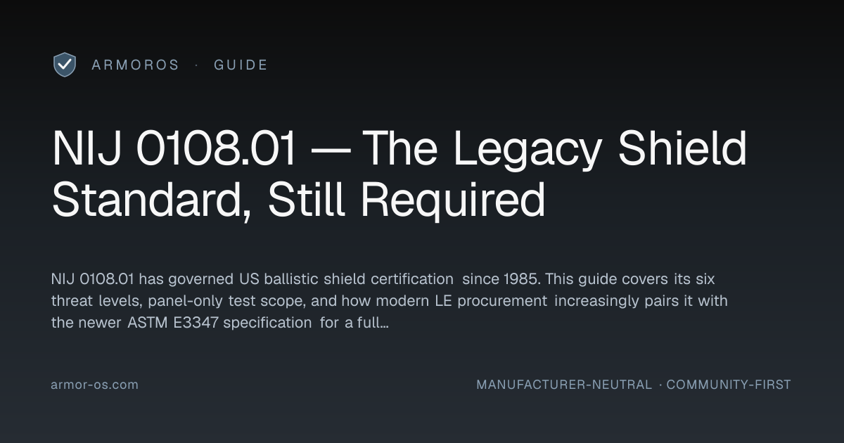 NIJ 0108.01 — The Legacy Shield Standard, Still Required · ArmorOS