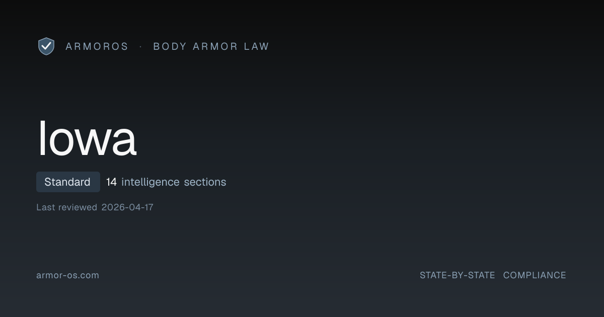 Iowa Body Armor Regulations — Compliance, Dealers, Agencies · ArmorOS